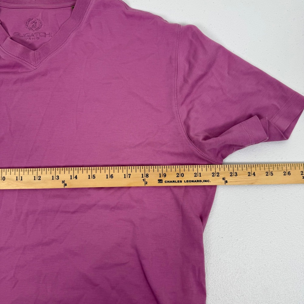 Bugatchi Uomo Mens Purple V-Neck Short Sleeve T-Shirt Size M Regular Fit Solid - Picture 3 of 8